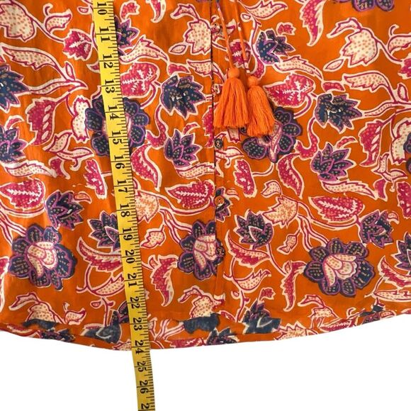 Cleobella Talia Organic Cotton Floral Button Up Top Orange Size S Boho Peasant - Picture 5 of 9